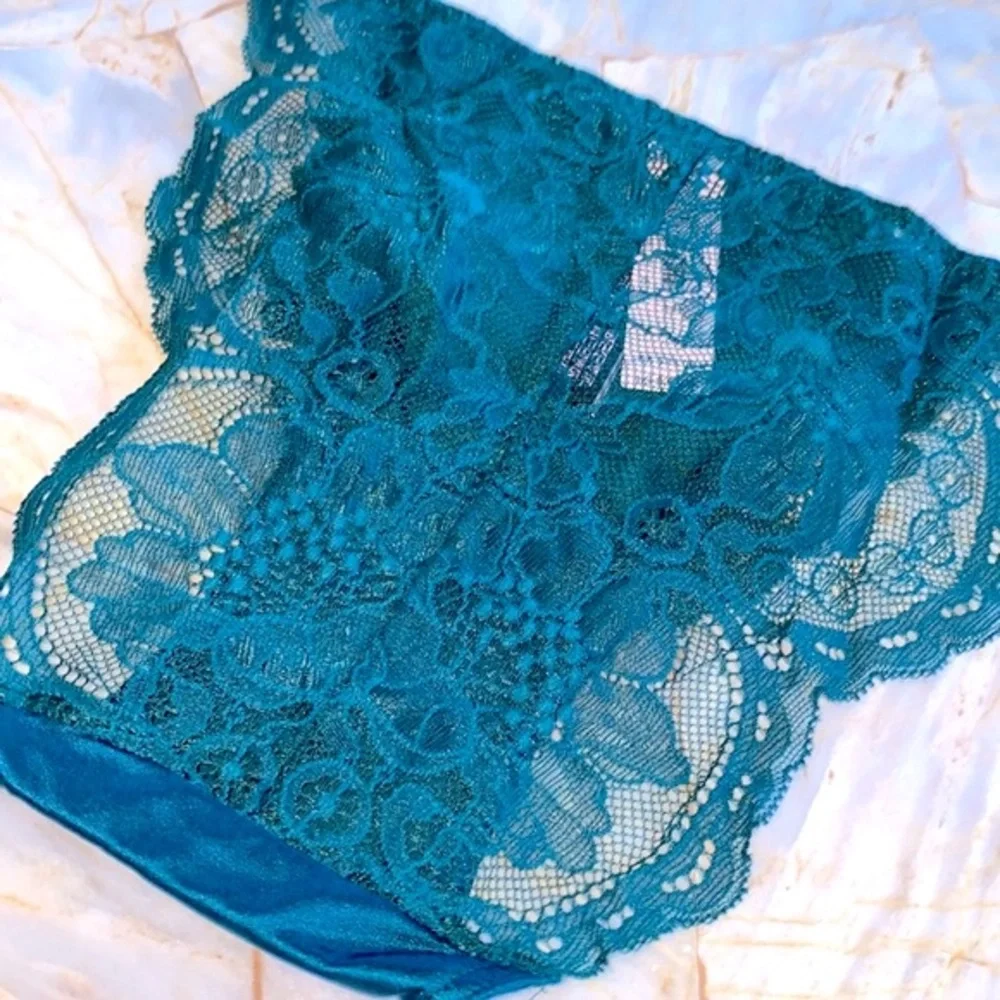 VERY SEXY‎ Shine Strap Lace Cheeky Panty Small Green Crystal Waist Band Shimmer